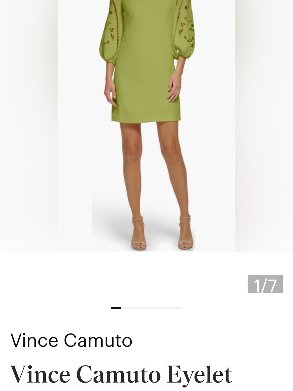 Vince Camuto Green Eyelet Sleeve Shift Dress